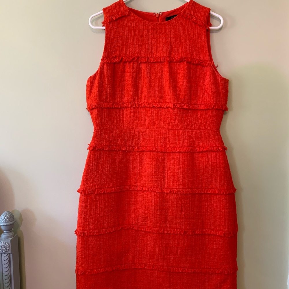 J Crew bright red shift dress